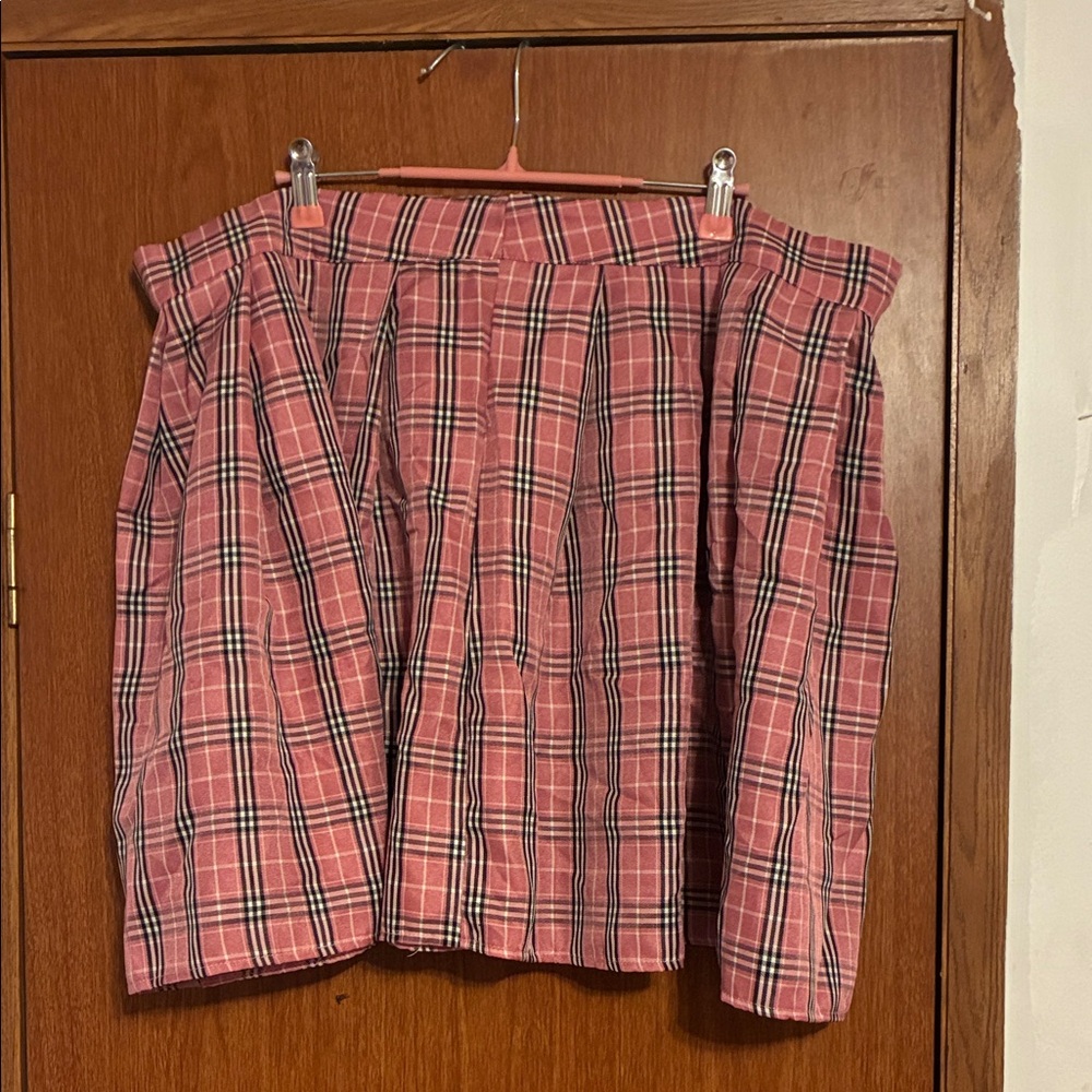 SHEIN Pink Plaid Mini Skirt